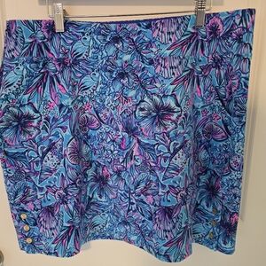 Lilly Pulitzer Monica Luxletic Skort Breakwater Blue Shells N Bells EUC Sz 16